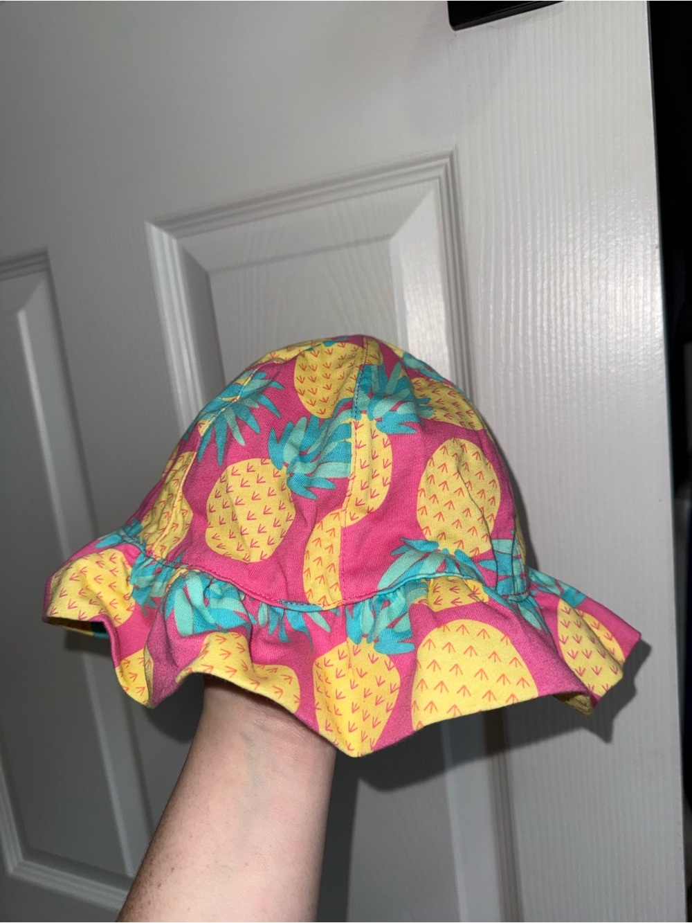 Place Pink Pineapple Print Ruffle Sun Hat